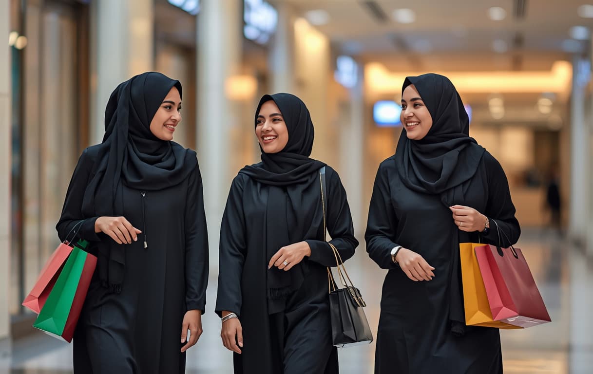 Shoppers walking through a retail mall