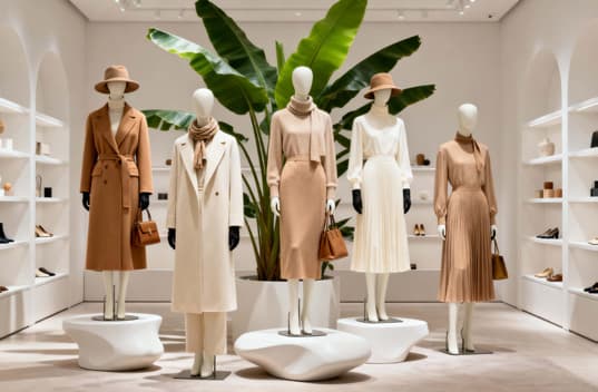A fashion retail floor with displays